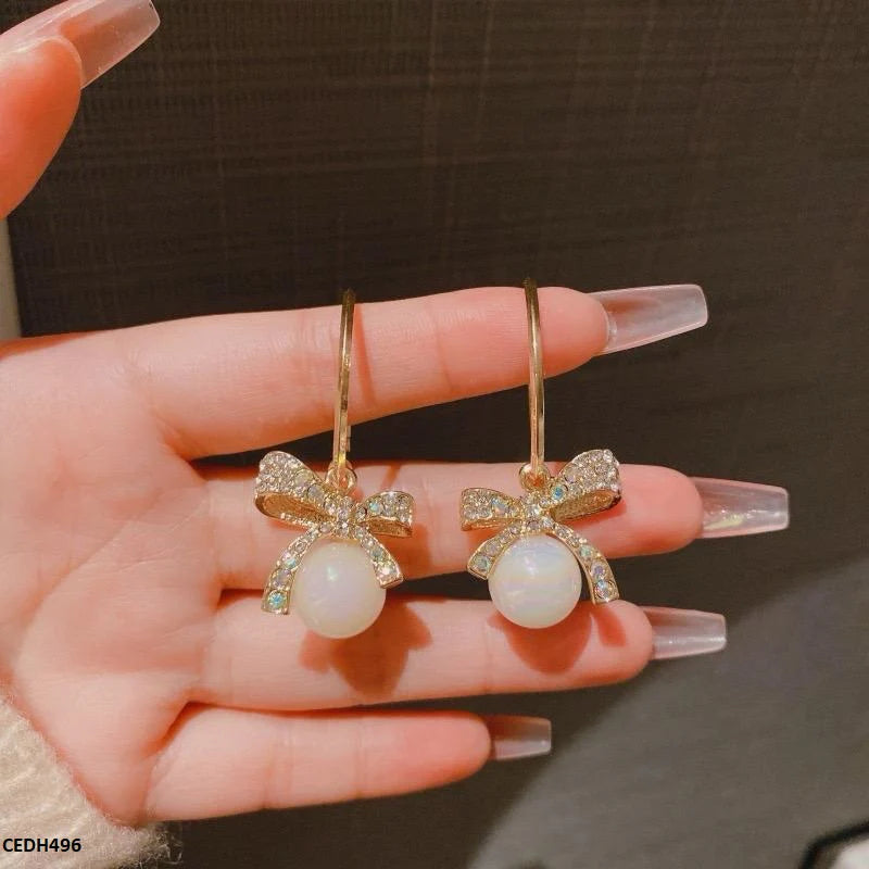 Bow Pearl Drop Earrings