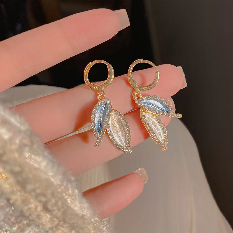 Leaf Earrings Drop Pair